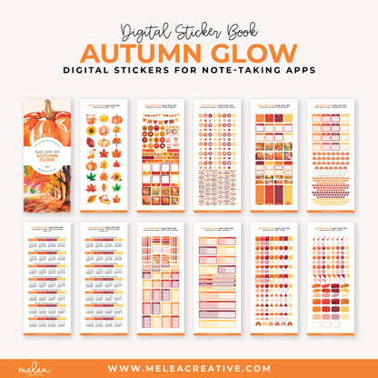Autumn Glow Pre-Cropped Digital Sticker Book for GoodNotes, Notability, and More