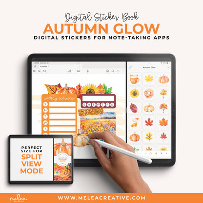 Autumn Glow Pre-Cropped Digital Sticker Book for GoodNotes, Notability, and More