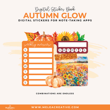 Autumn Glow Pre-Cropped Digital Sticker Book for GoodNotes, Notability, and More