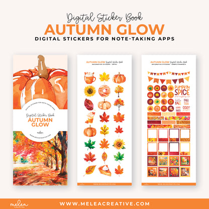 Autumn Glow Pre-Cropped Digital Sticker Book for GoodNotes, Notability, and More