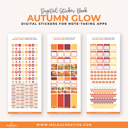 Autumn Glow Pre-Cropped Digital Sticker Book for GoodNotes, Notability, and More