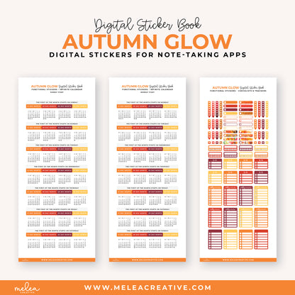 Autumn Glow Pre-Cropped Digital Sticker Book for GoodNotes, Notability, and More