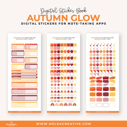 Autumn Glow Pre-Cropped Digital Sticker Book for GoodNotes, Notability, and More