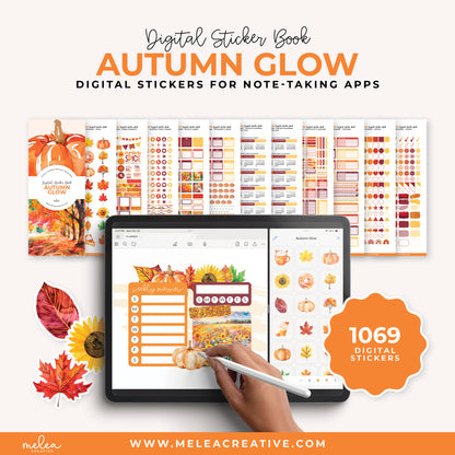 Autumn Glow Pre-Cropped Digital Sticker Book for GoodNotes, Notability, and More