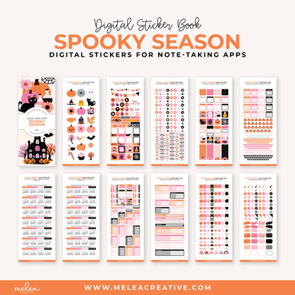 Spooky Season Pre-Cropped Digital Sticker Book for GoodNotes, Notability, and More