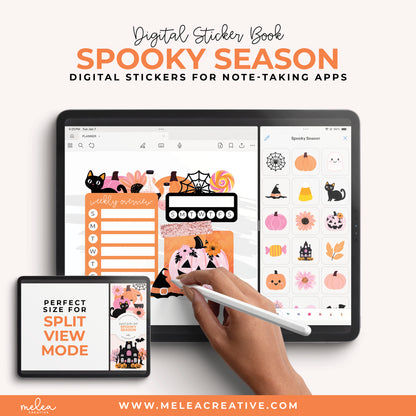 Spooky Season Pre-Cropped Digital Sticker Book for GoodNotes, Notability, and More