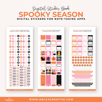 Spooky Season Pre-Cropped Digital Sticker Book for GoodNotes, Notability, and More