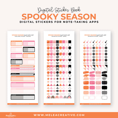 Spooky Season Pre-Cropped Digital Sticker Book for GoodNotes, Notability, and More
