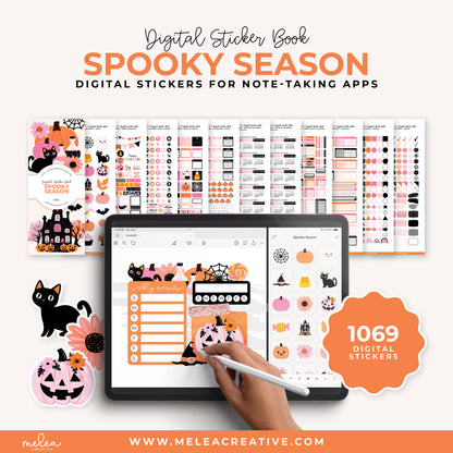Spooky Season Pre-Cropped Digital Sticker Book for GoodNotes, Notability, and More